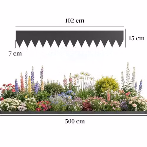 Outsunny 5-Piece Metal Picket Garden Fence Panels, Black, W: 102 cm, H: 15 cm – 7