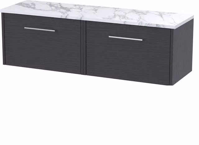 Balterley Winshill 1 Drawer Vanity Unit with Worktop, Dark Grey Woodgrain, Width: 60 cm