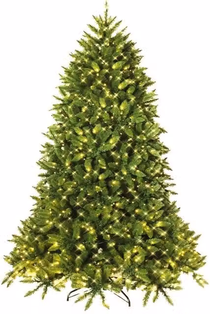 Gymax 180 cm Pre-Lit Green Spruce Christmas Tree with LED Lights – 1