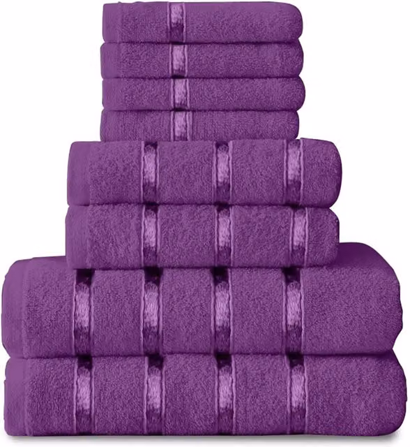 Gaveno Cavailia 8 Piece Cotton Towel Set, Aubergine, 450 GSM
