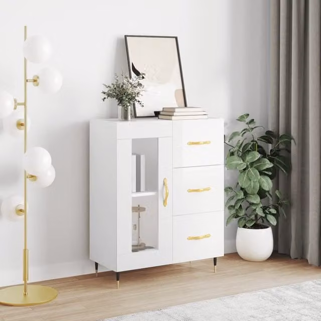 Berkfield Home High Gloss White Sideboard W/D/H: 69.5 x 34 x 90 cm