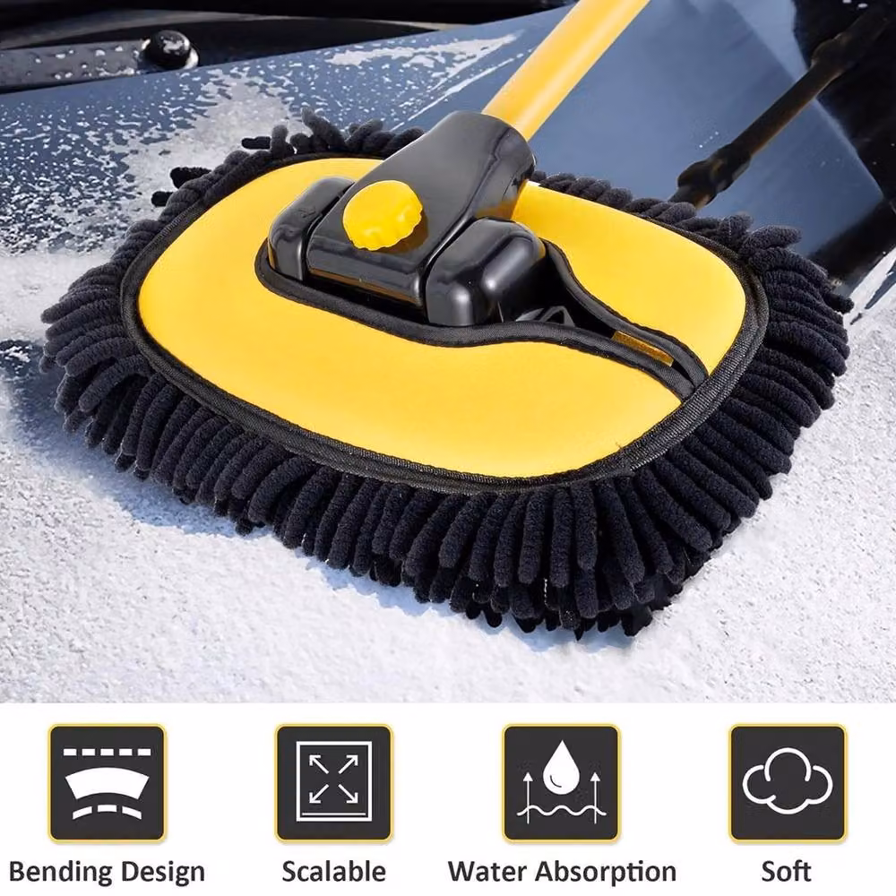 FLAVORA 15 Degree Curved Microfiber Car Wash Mop in Yellow, W/D/H: 100 x 100 x 102 cm – 6
