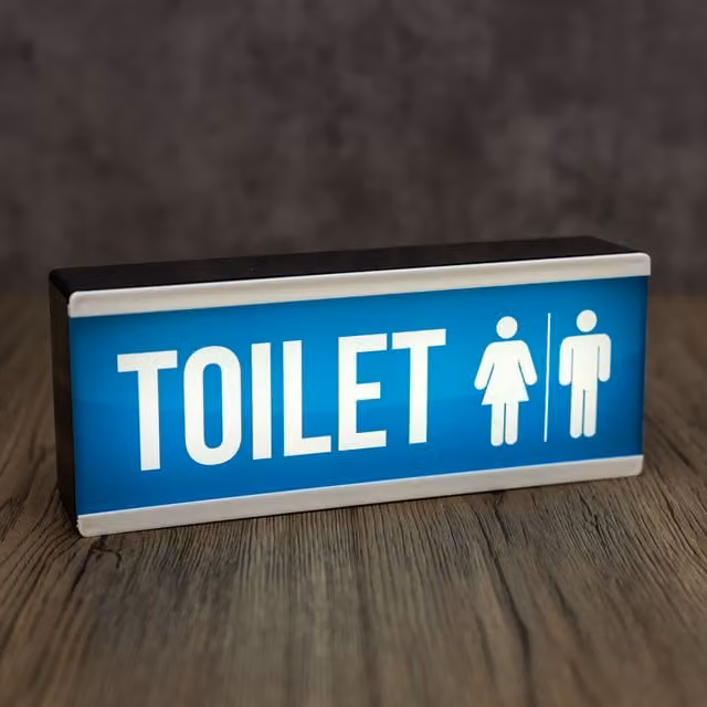 Echo Three LED Toilet Wall Sign in Blue and White