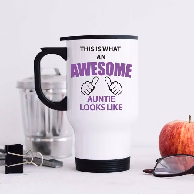 60 Second Makeover This Is What An Awesome Auntie Looks Like Metal Travel Mug in White