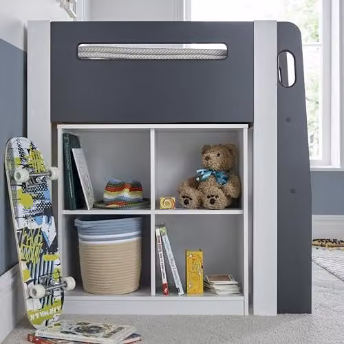 Bedmaster Lacy Mid Height Childrens Storage Bed with Drawers in Grey and White, W/D/H: 90 x 190 x 117 cm – 2
