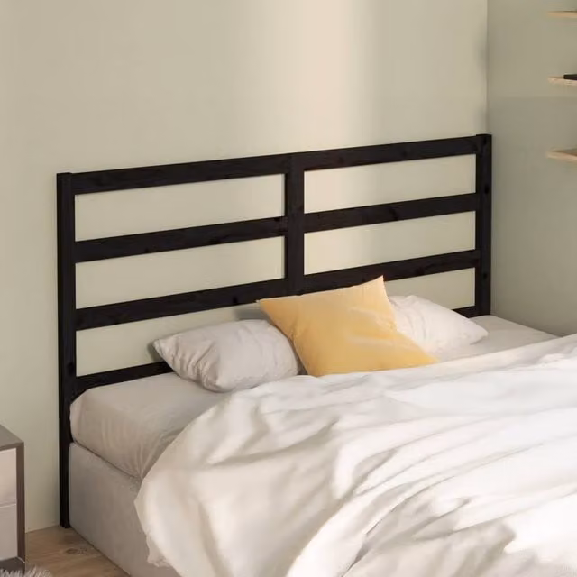 Berkfield Home Beautiful Bed Headboard in Black Solid Pine Wood, W/D/H: 146 x 4 x 100 cm