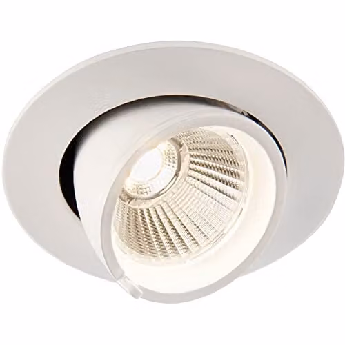 Loops Fully Adjustable Recessed LED Ceiling Downlight, 9W Cool White, Matt White Aluminium and Transparent Glass