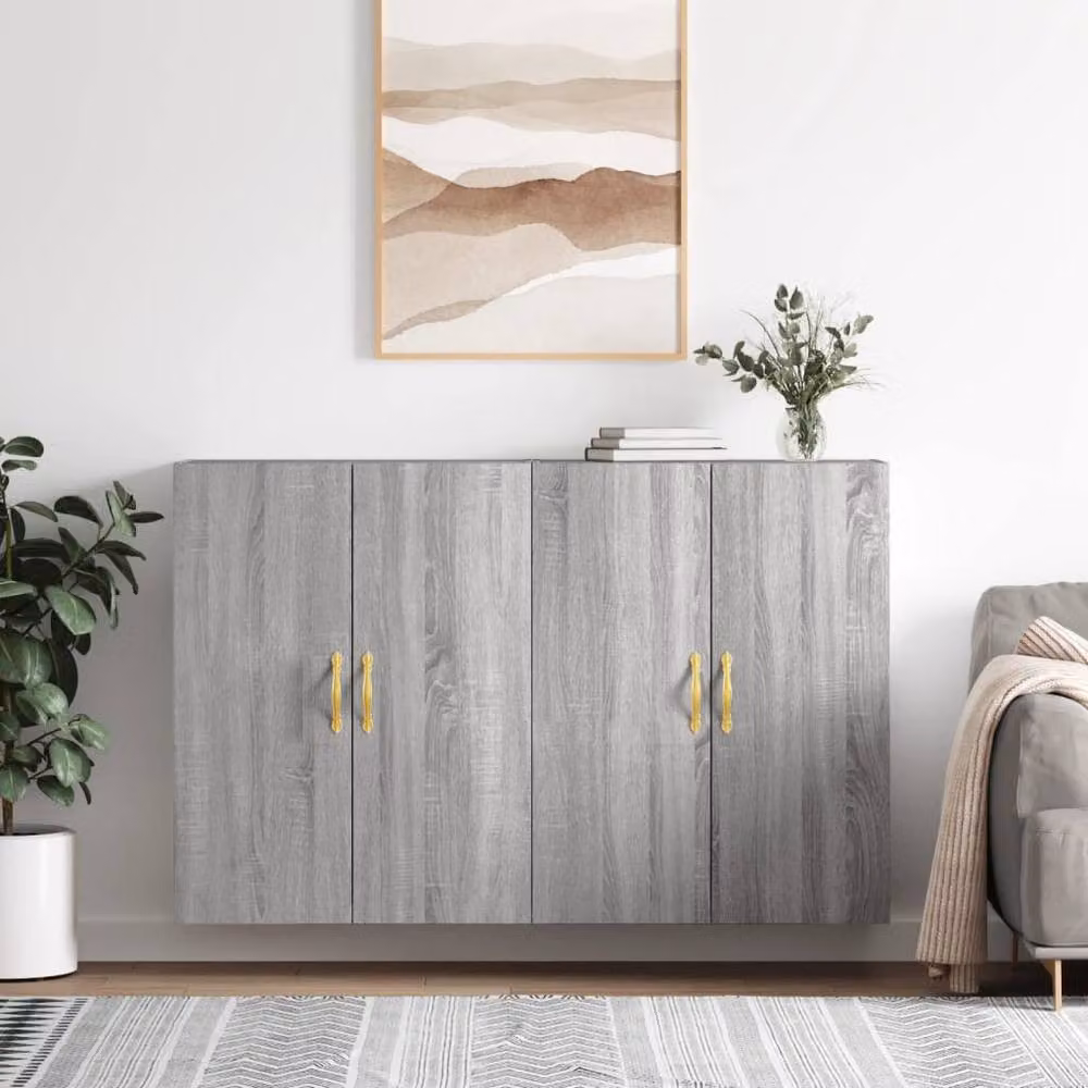 Berkfield Home Wall Mounted Cabinets, 2 Piece, Grey Sonoma, W: 69.5 cm, D: 34 cm, H: 90 cm – 2