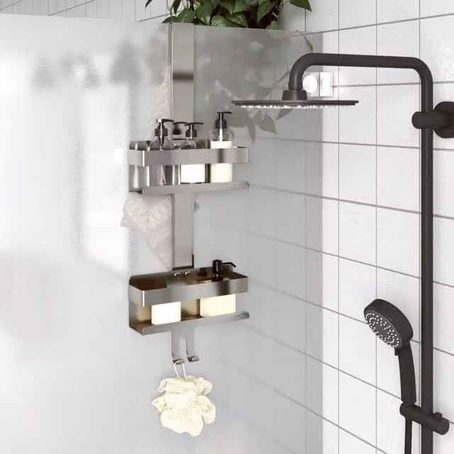Berkfield Home Hanging Shower Caddy in Brushed Silver 304 Stainless Steel – 1