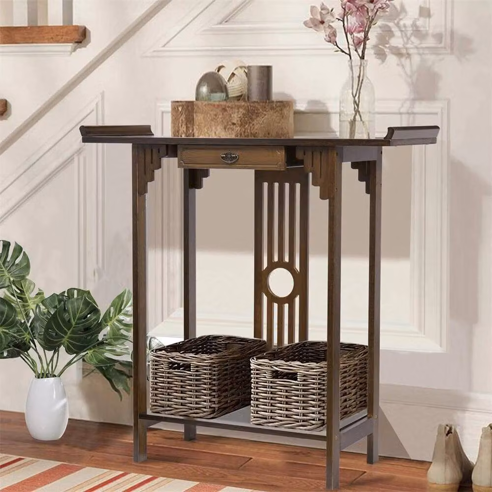 KORVIXA Rustic Brown Wood Console Table and Hallway Side Table – 5