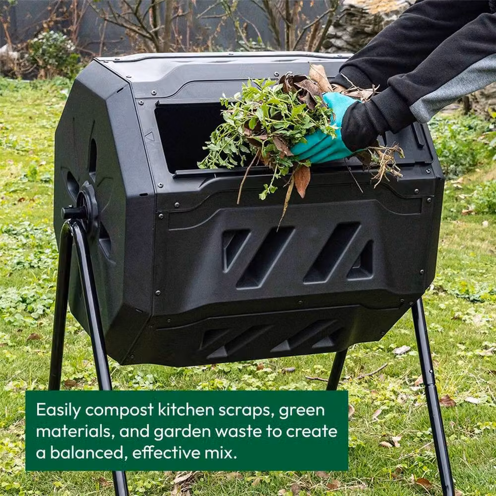 SPETLEK Dual Chamber Rotating Garden Compost Bin in Black – 3