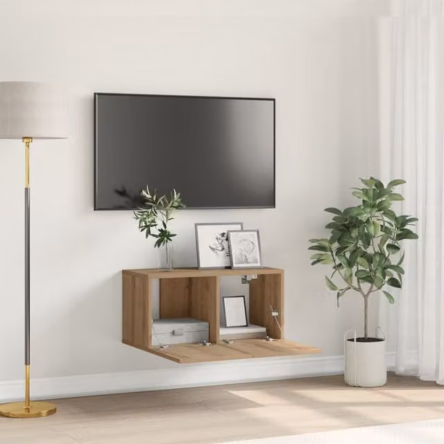 Berkfield Home Artisan Oak Modern Wall Mounted TV Cabinet in Brown