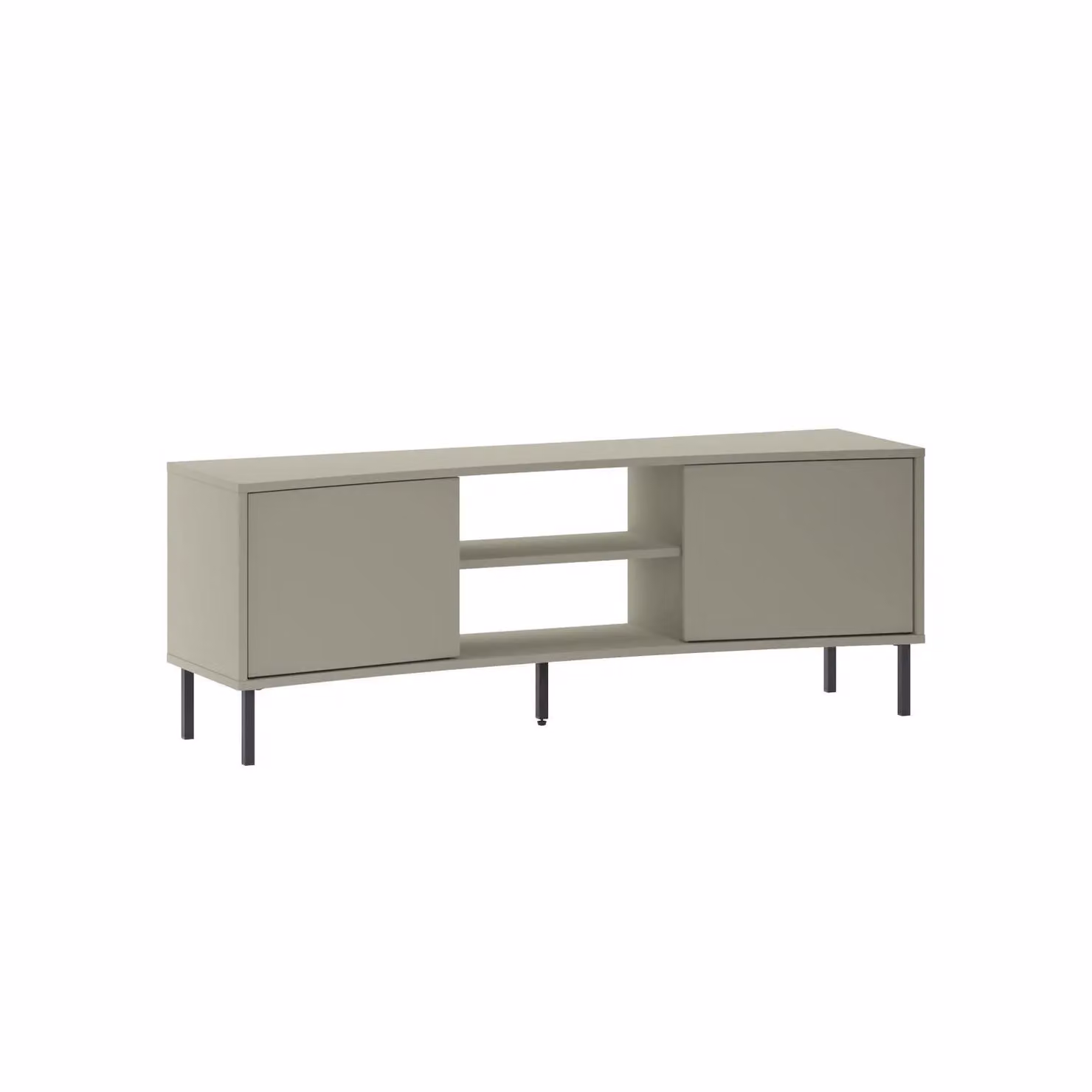 FWStyle Modern 2 Door Curved TV Unit Stand in Ash Green and Black – 3