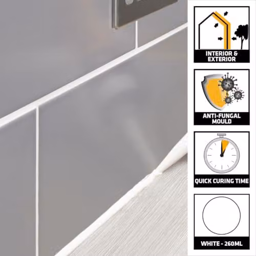 Sika SikaSeal Waterproof General Purpose Silicone Sealant, White, 280ml – 2