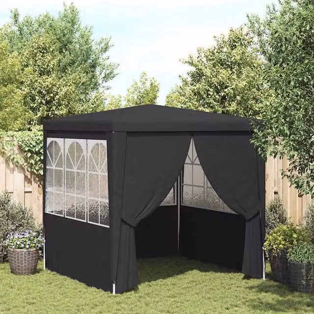 Berkfield Home Professional Party Tent with Side Walls, Anthracite and Black, W/D/H: 2 x 2 x 2 m – 1