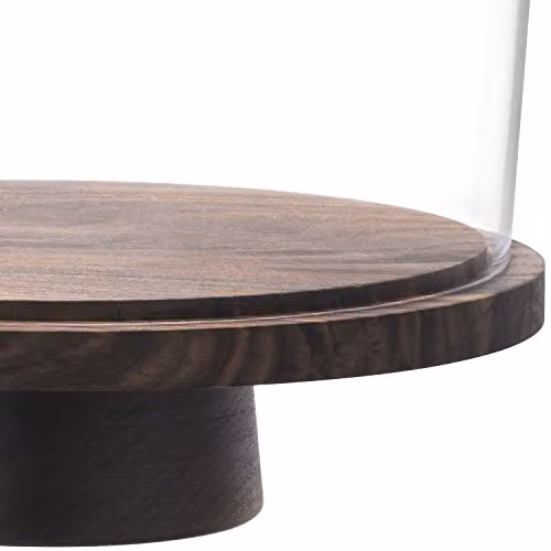 LSA International City Dome and Walnut Stand, Clear Glass and Wood, Diameter: 26 cm, Height: 22 cm – 3