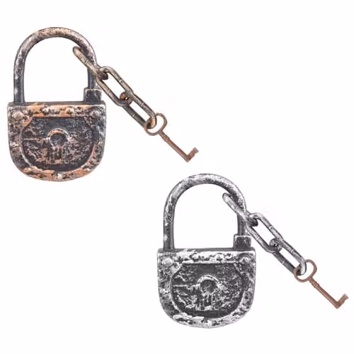 VFM e-Store Silver Metal Halloween Decoration Lock, Chain and Key Set – 7
