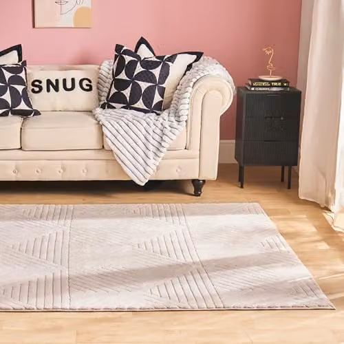 OHS Geometric Hand Tufted Area Rug in Beige, W/D: 170 x 120 cm – 2