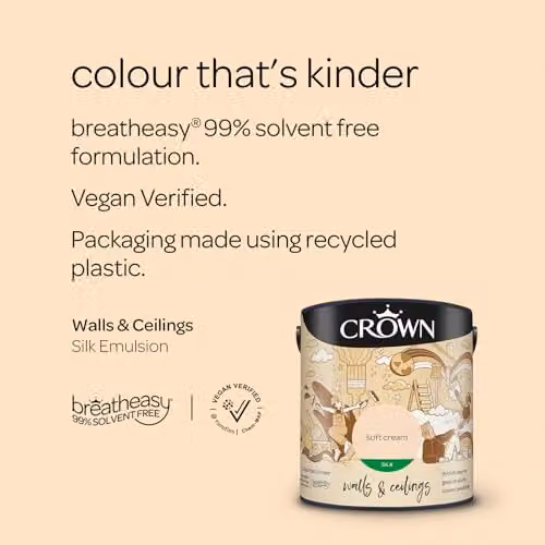 Crown Silk Satin Gloss Emulsion Paint in Beige, 2.5 l – 2