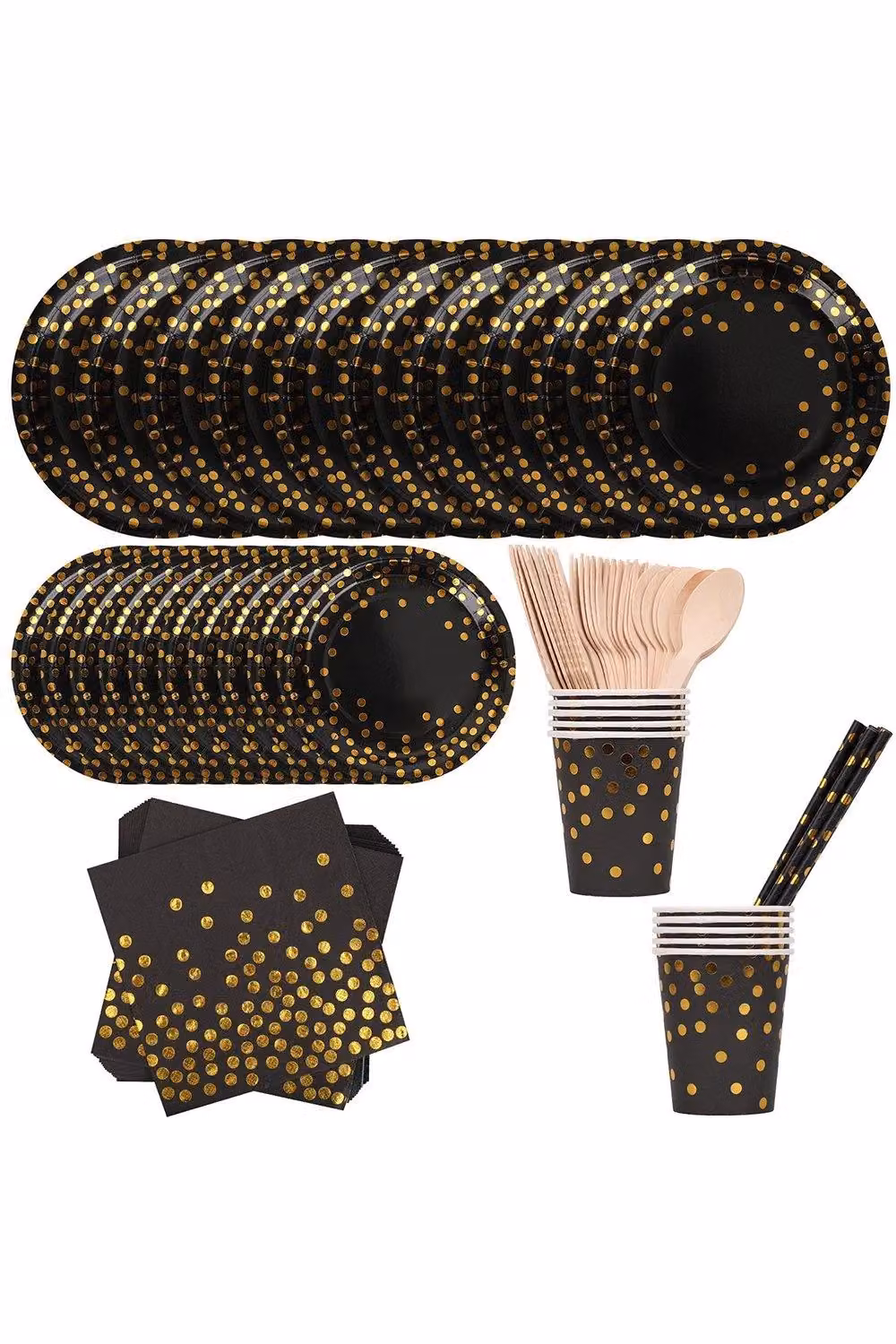 Neel Blue 80-Piece Black Dotted Paper Dinnerware Set – 2