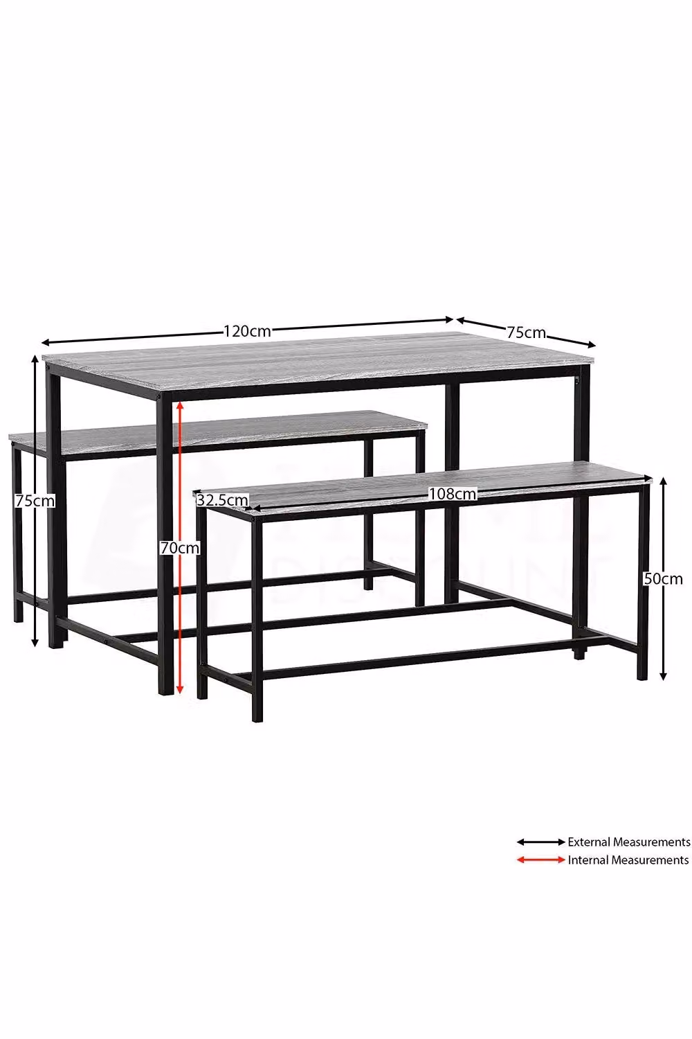 Vida Designs Brooklyn 4 Seater Industrial Dining Set with Table and Benches in Grey – 2