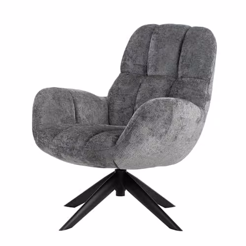 Glenfield Swivel Armchair in Grey Fabric with Metal Frame, W/D/H: 72 x 81 x 89 cm