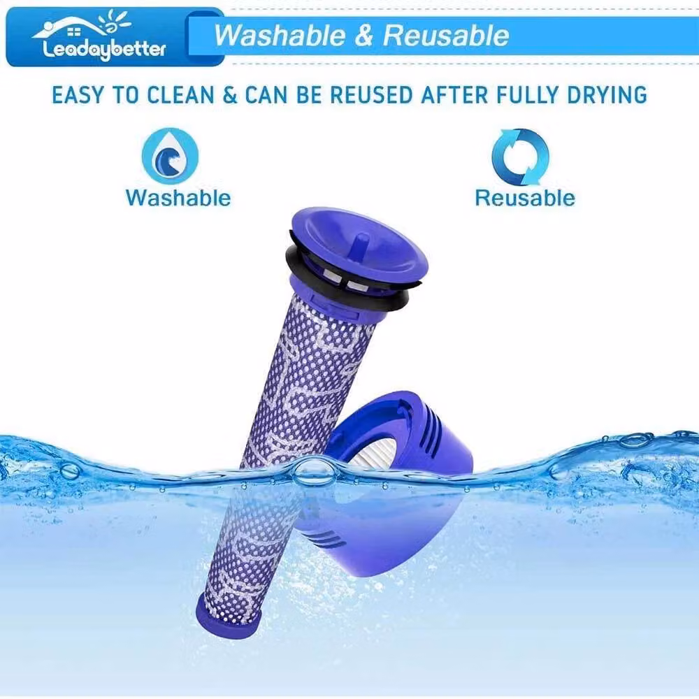 FLAVORA 2 Pre & 2 Post HEPA Filter Kit with Motor Rear Cover in Blue, 0.6m2 – 2