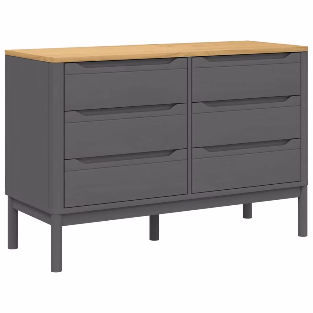 Berkfield Home Beautiful Floro Grey Solid Wood Pine Chest of Drawers H 111.0 x W 73.5 x D 43.0 cm – 3