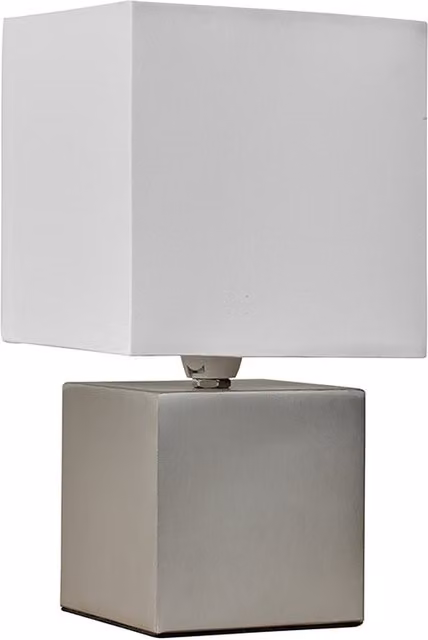 Cubbie Cube Touch Table Lamp in Silver and Grey