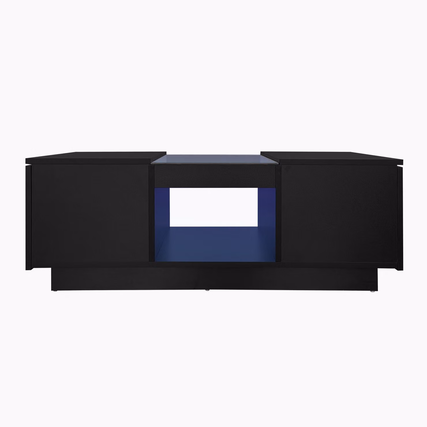 Aosom.UK Modern 2-Tier Coffee Table with App-Controlled LED Lights and 2 Drawers in Black, W: 100 cm, D: 50 cm, H: 35.5 cm – 2