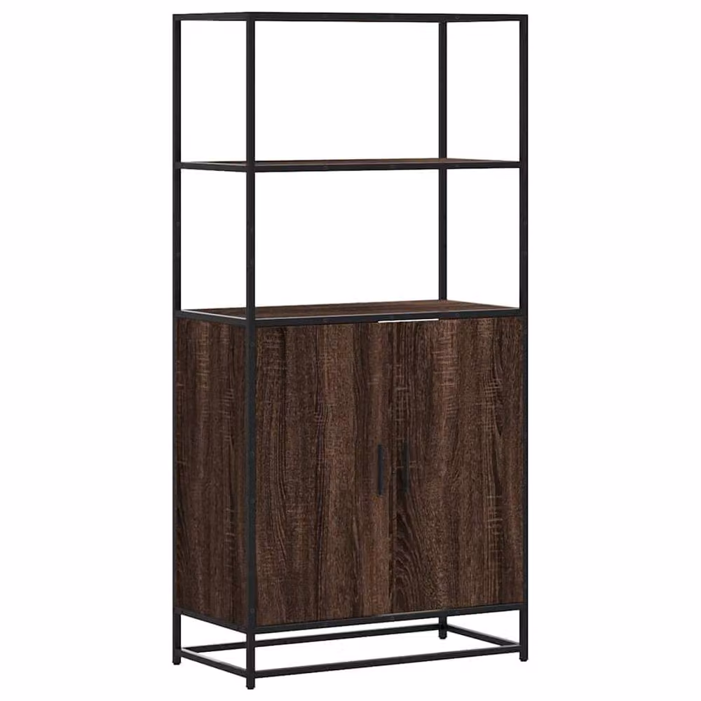 Berkfield Home Brown Oak Highboard in Engineered Wood and Metal, W/D/H: 68 x 35 x 139 cm – 2