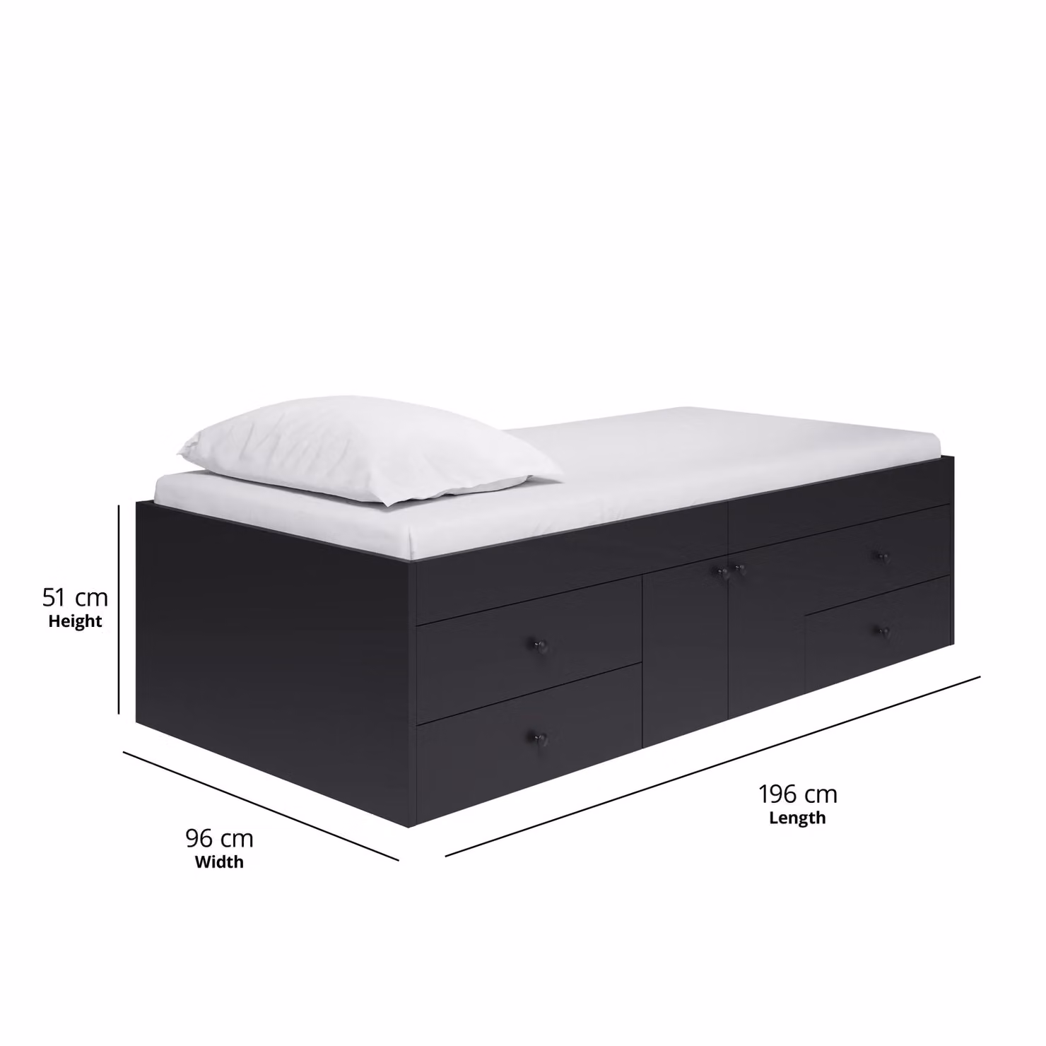 Kidsaw Captains 3ft Single Cabin Bed with Drawers, Black – 3