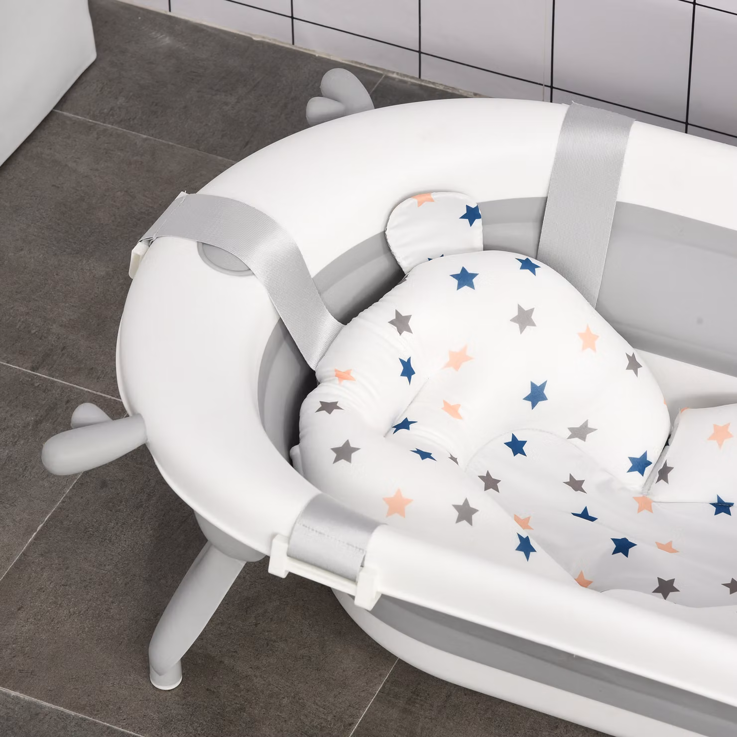 HOMCOM Foldable Portable Baby Bathtub with Temperature Indicator and Non-Slip Base for Ages 0-3 Years, W/D/H: 60 x 36 x 23.5 cm – 3