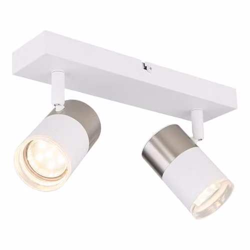 Globo Lighting Modern White Adjustable Ceiling Spotlight with 2 GU10 Bulbs