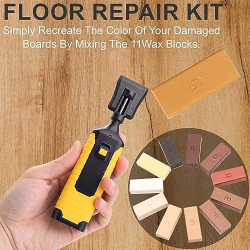 ATEK 19-Piece Laminate Floor Wax Repair Kit with Heating Gun in Brown, Beige, Grey and Multicolour – 5