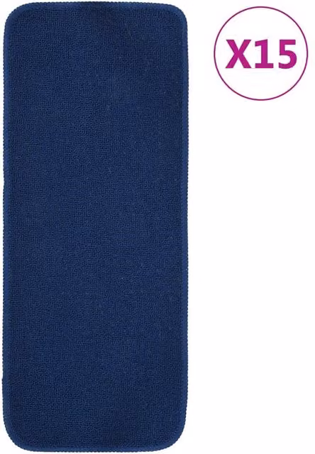 Berkfield Home Anti Slip Rectangular Stair Mats, 15 Pack, Navy Blue, W: 60 cm, D: 25 cm