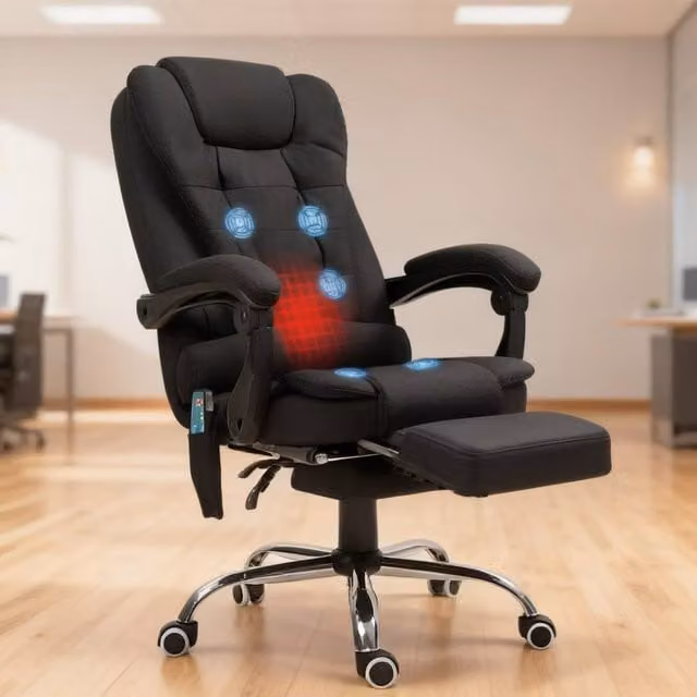 ERGOVEXA Executive Office Chair with 6 Point Massage and Back Heat, Black – 1