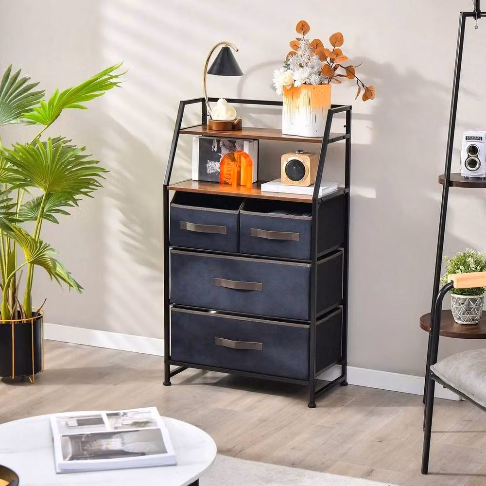 SPETLEK Brown Fabric Storage Organizer Chest of Drawers for Bedroom – 5