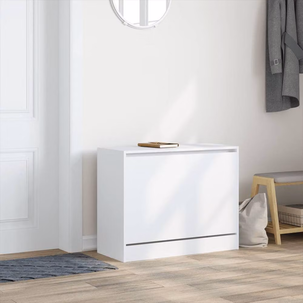 Berkfield Home White Minimalist Shoe Cabinet with Tilting Compartments, W/D/H: 80 x 34 x 63 cm – 2