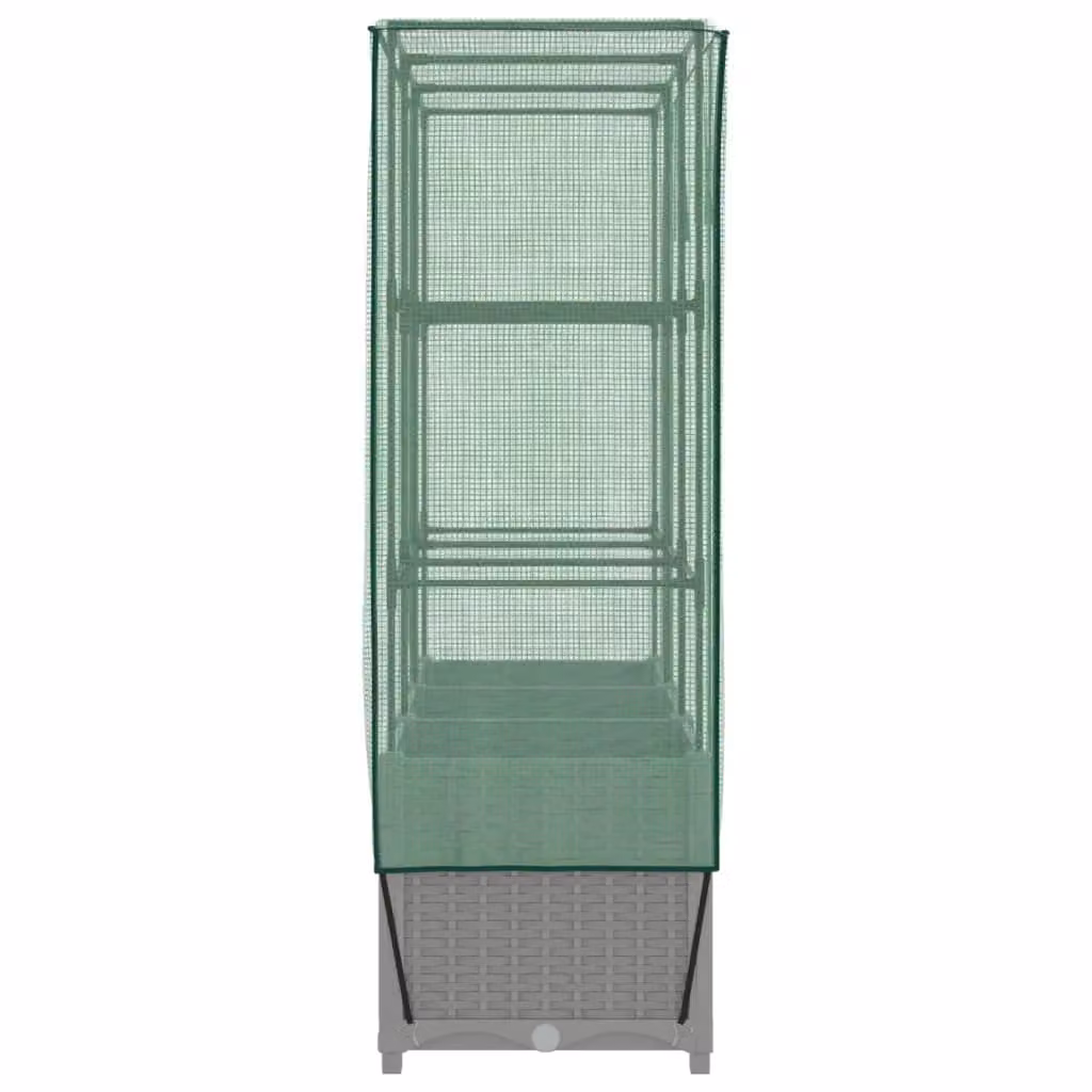 Berkfield Home Raised Bed with Greenhouse Cover in Black Rattan Look W/D/H: 120 x 40 x 138 cm – 3
