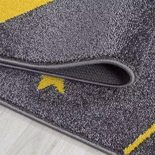 Bravich Yellow Stars Kids Rug, W: 160 cm, D: 230 cm, Grey and Yellow Polypropylene Anti-Allergic Childrens Rug – 3