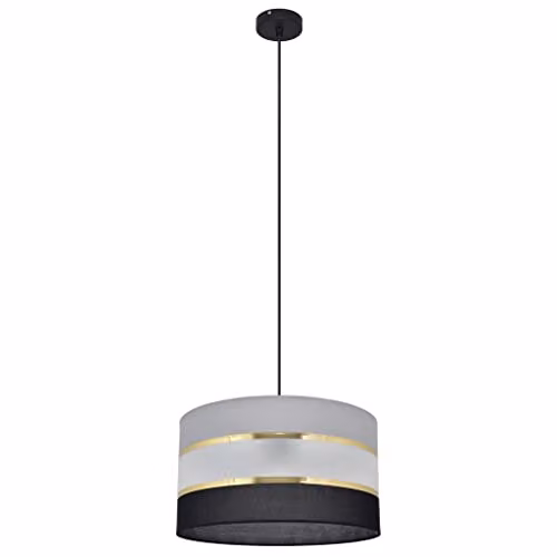 Netlighting Helam Helen Cylindrical Pendant Ceiling Light in Black, Gold and Grey, Diameter: 35 cm