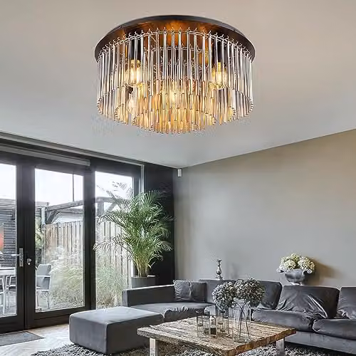 Globo Lighting Modern Round Ceiling Light in Black and Chrome with Glass Shade, Diameter: 50 cm – 2