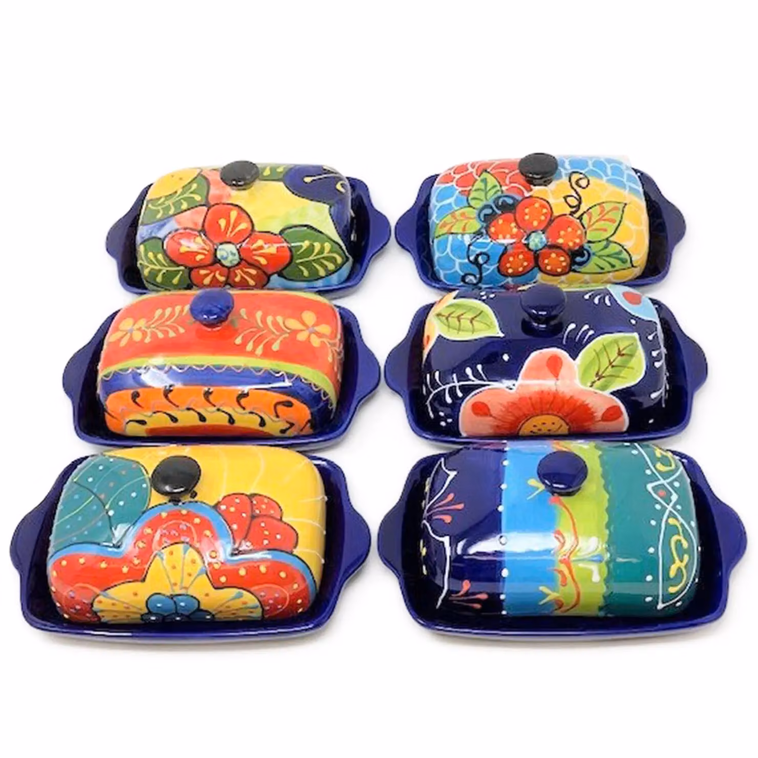 Verano Spanish Ceramics Hand Painted Daisy Chains Butter Dish, Multicolour, W: 12 cm, L: 19 cm, H: 4 cm – 2