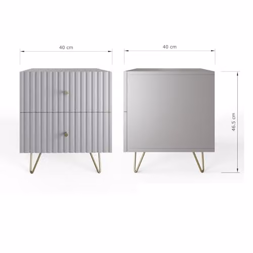 GFW Thalia 2 Drawer Bedside Table in Grey and White, Modern Matt Finish, W/D/H: 40 x 40 x 46.5 cm – 2