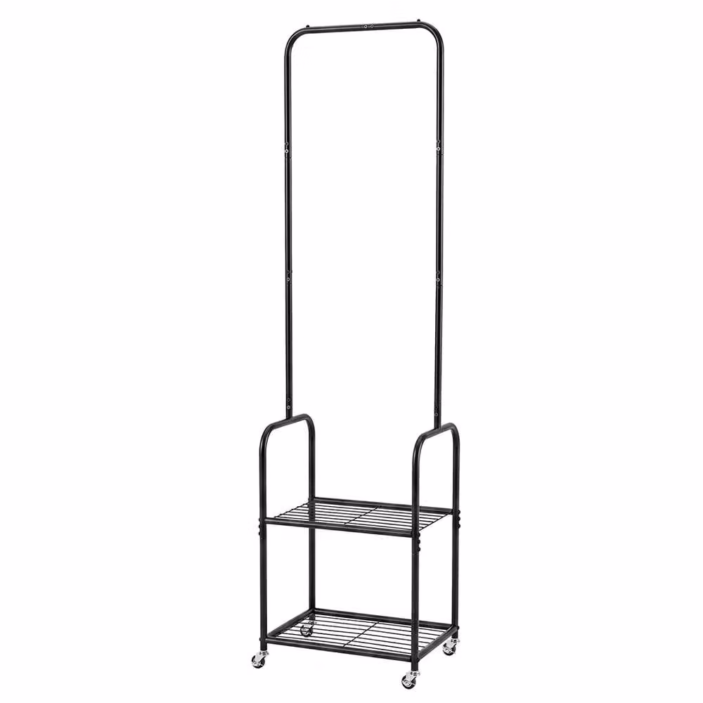 Levede Metal Clothes Rail and Garment Organiser in Black – 2
