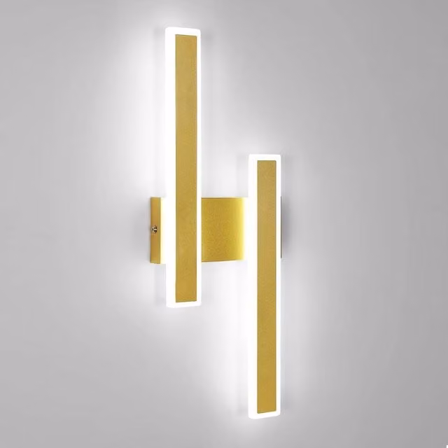 Pheashine Gold and White Double Linear LED Wall Sconce, 32W, 6500K Cool White, W: 44 cm, H: 18 cm, D: 3.5 cm