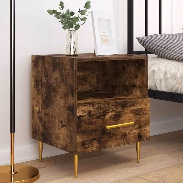 Berkfield Home Modern Bedside Cabinets, 2 Piece Set in Smoked Oak Brown, W/D/H: 40 x 35 x 47.5 cm