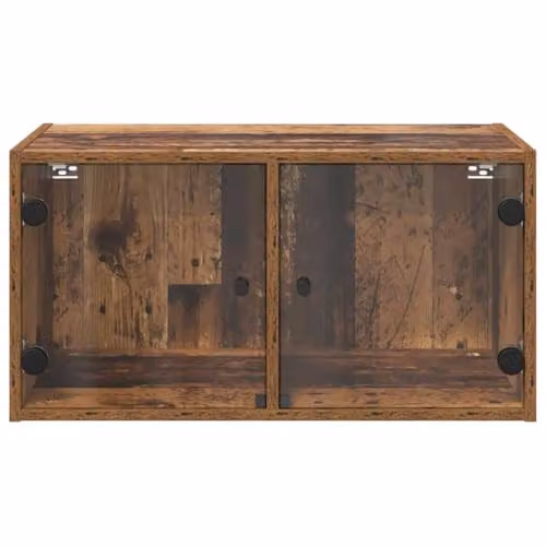 vidaXL Set of 2 Modern Wall Mounted Cabinets with Glass Doors in Brown, W/D/H: 68 x 37 x 35 cm – 5