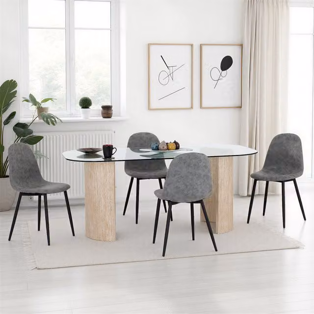 Seconique Modena Oval Glass Dining Set with Athens Chairs in Grey